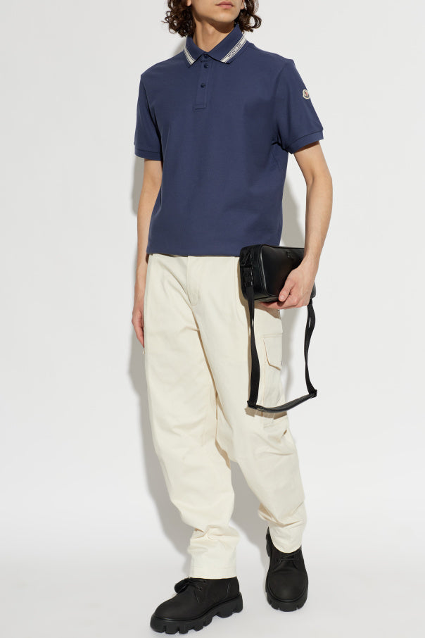 Moncler NAVY BLUE Polo with logo patch 2