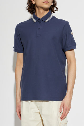 Moncler NAVY BLUE Polo with logo patch 3