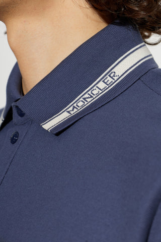 Moncler NAVY BLUE Polo with logo patch 5