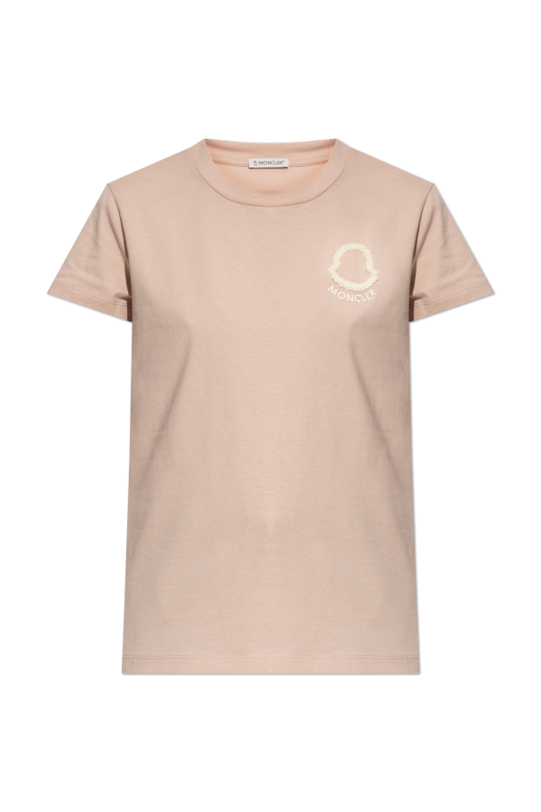 Moncler PINK T-shirt with embroidered logo 1