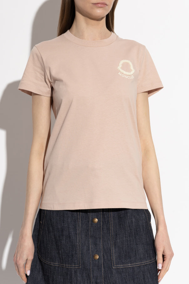 Moncler PINK T-shirt with embroidered logo 3
