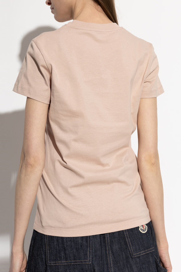 Moncler PINK T-shirt with embroidered logo 4