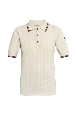 Moncler cream Polo with logo patch 1