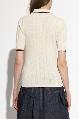 Moncler cream Polo with logo patch 4