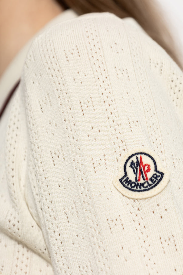 Moncler cream Polo with logo patch 5