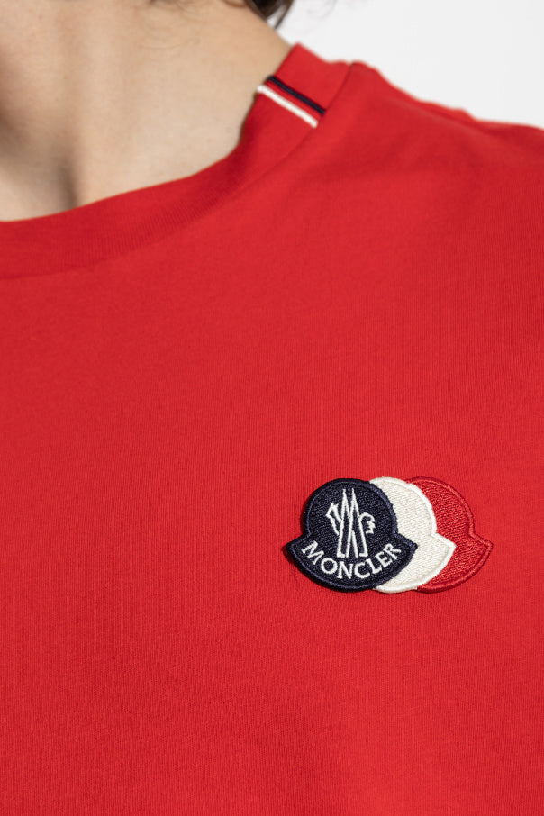 Moncler RED T-shirt with logo patch 5