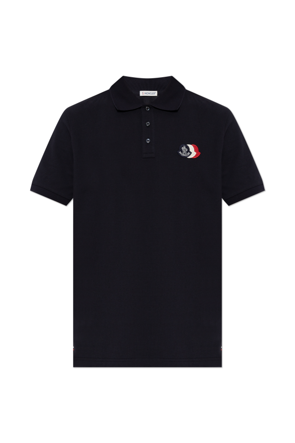Moncler NAVY BLUE Polo with logo patch 1