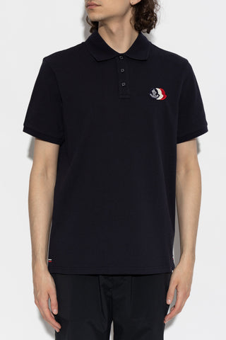 Moncler NAVY BLUE Polo with logo patch 3