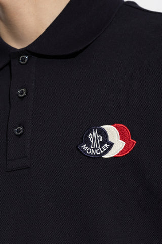 Moncler NAVY BLUE Polo with logo patch 5