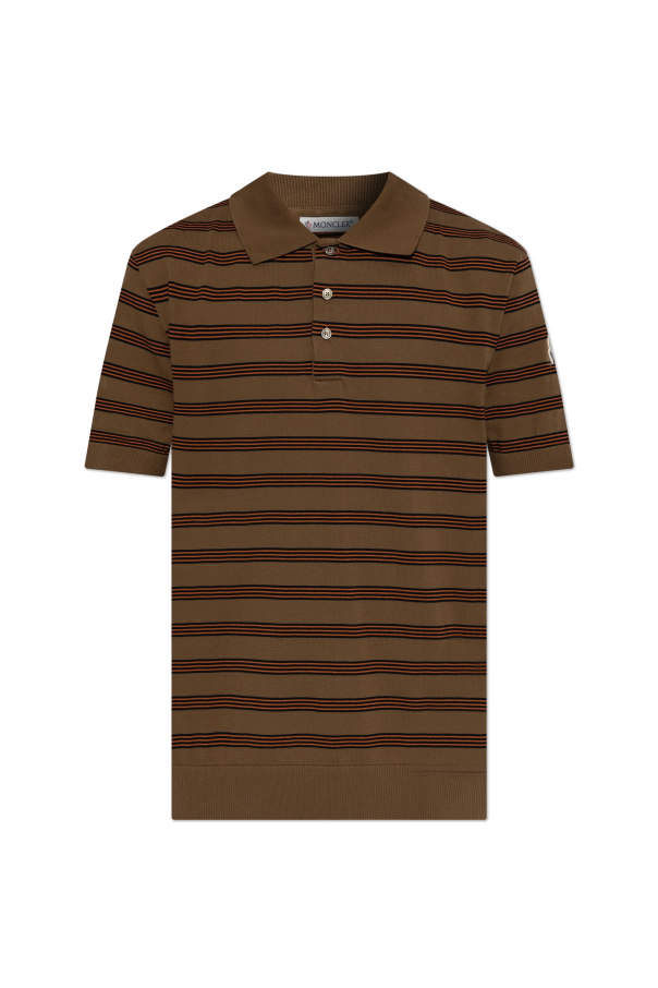 Moncler BROWN Polo with logo patch 1