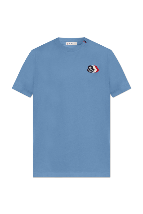 Moncler BLUE T-shirt with logo patch 1