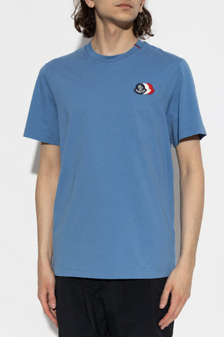 Moncler BLUE T-shirt with logo patch 3