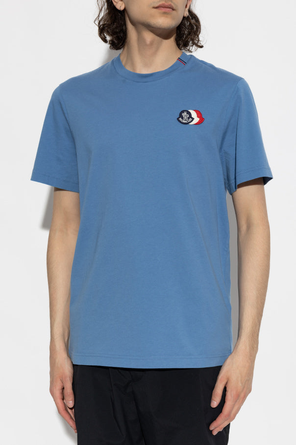 Moncler BLUE T-shirt with logo patch 3