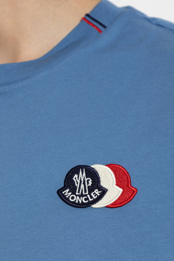 Moncler BLUE T-shirt with logo patch 5