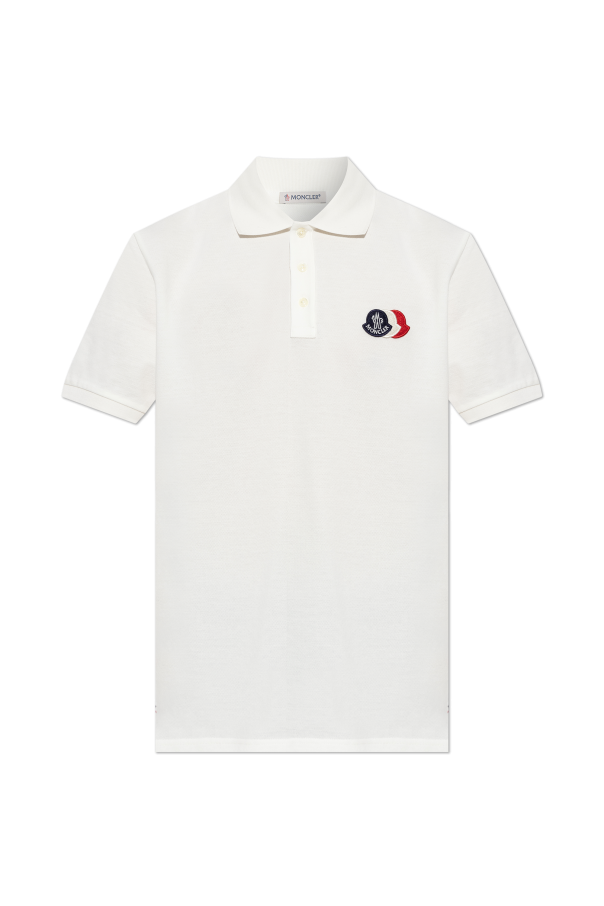 Moncler WHITE Polo with logo patch 1