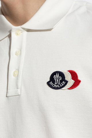 Moncler WHITE Polo with logo patch 5