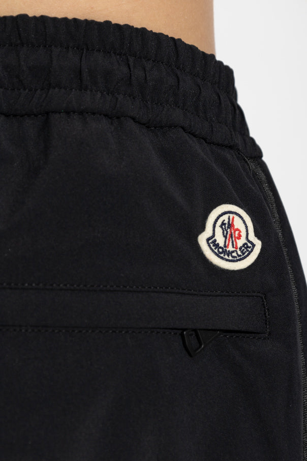 Moncler BLACK Trousers with logo patch 5