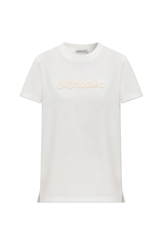 Moncler WHITE T-shirt with embroidered logo 1
