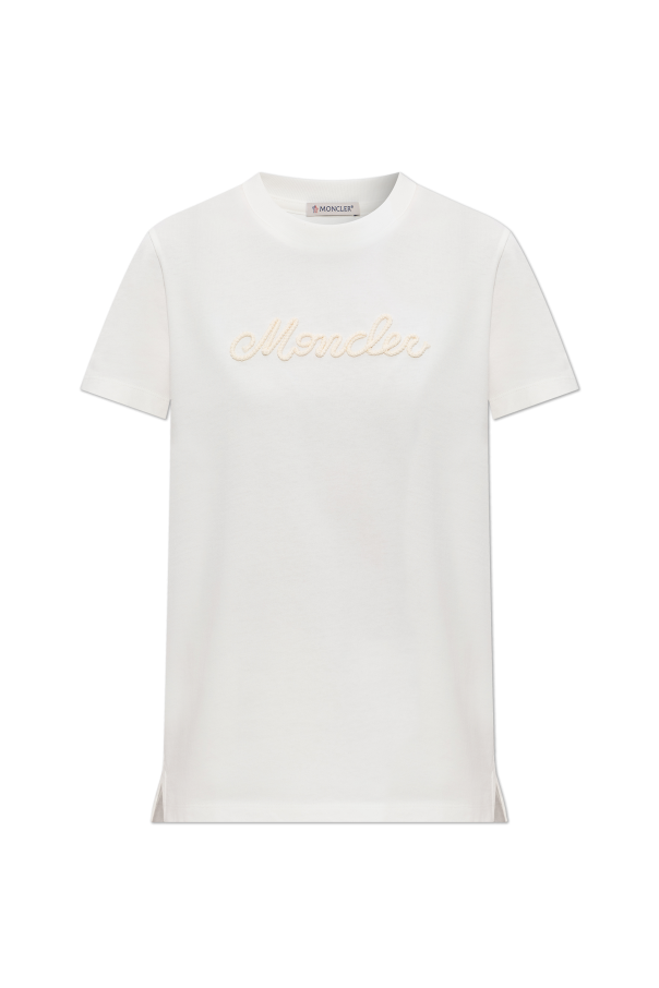 Moncler WHITE T-shirt with embroidered logo 1