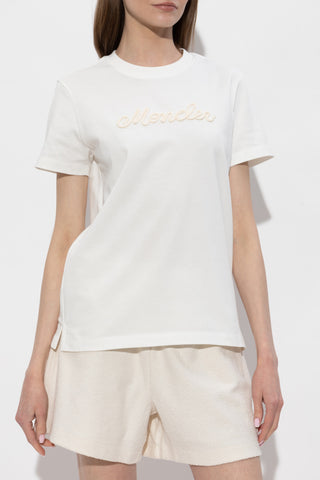 Moncler WHITE T-shirt with embroidered logo 3