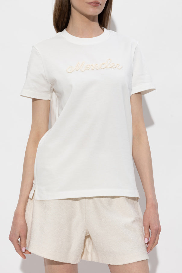 Moncler WHITE T-shirt with embroidered logo 3