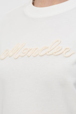 Moncler WHITE T-shirt with embroidered logo 5