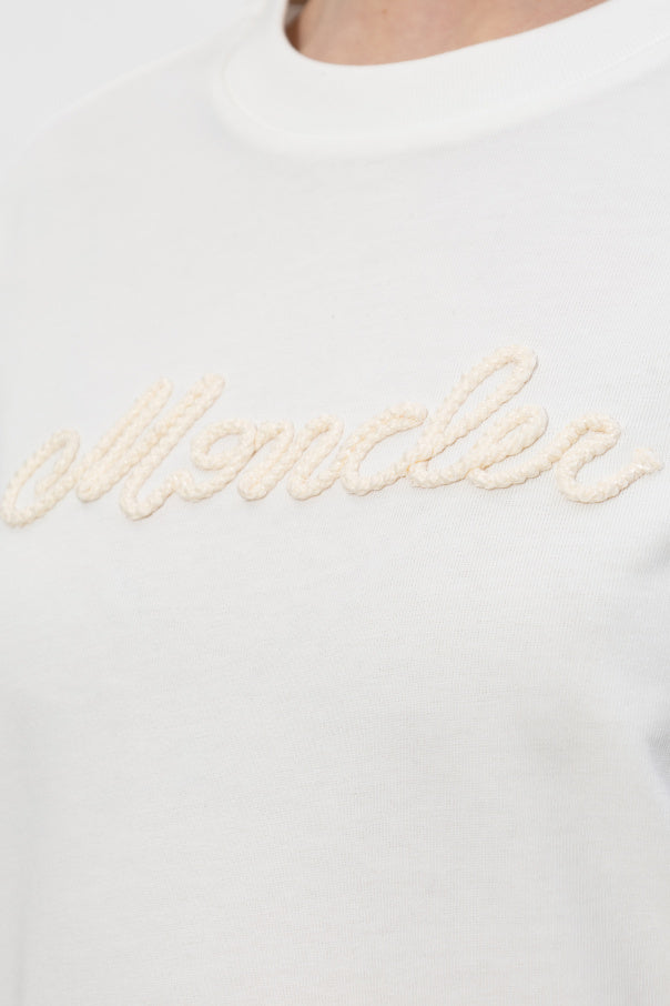 Moncler WHITE T-shirt with embroidered logo 5