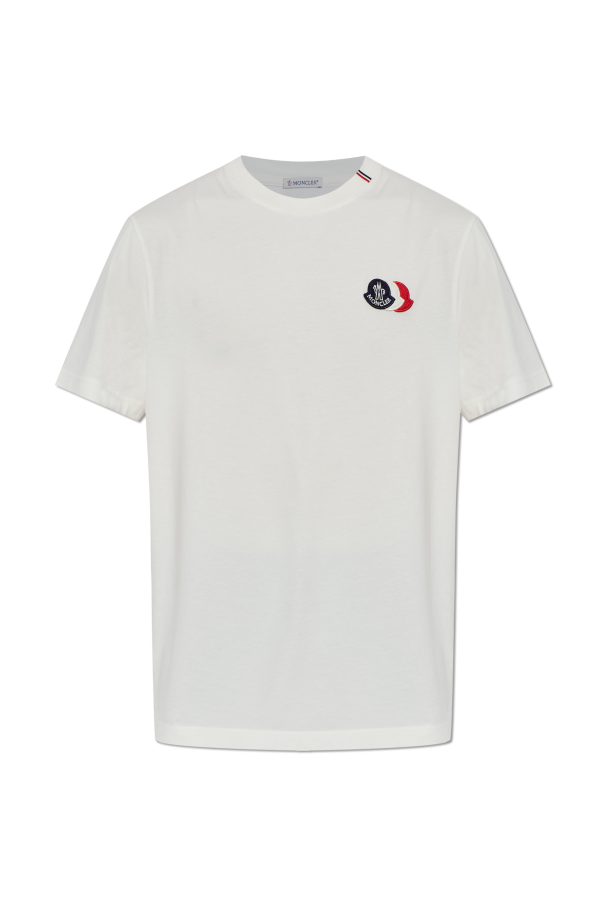 Moncler WHITE T-shirt with logo patch 1