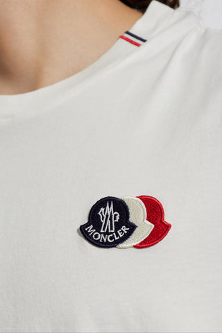 Moncler WHITE T-shirt with logo patch 5