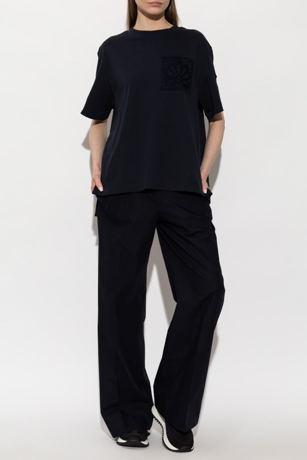 Moncler NAVY BLUE T-shirt with logo patch 2