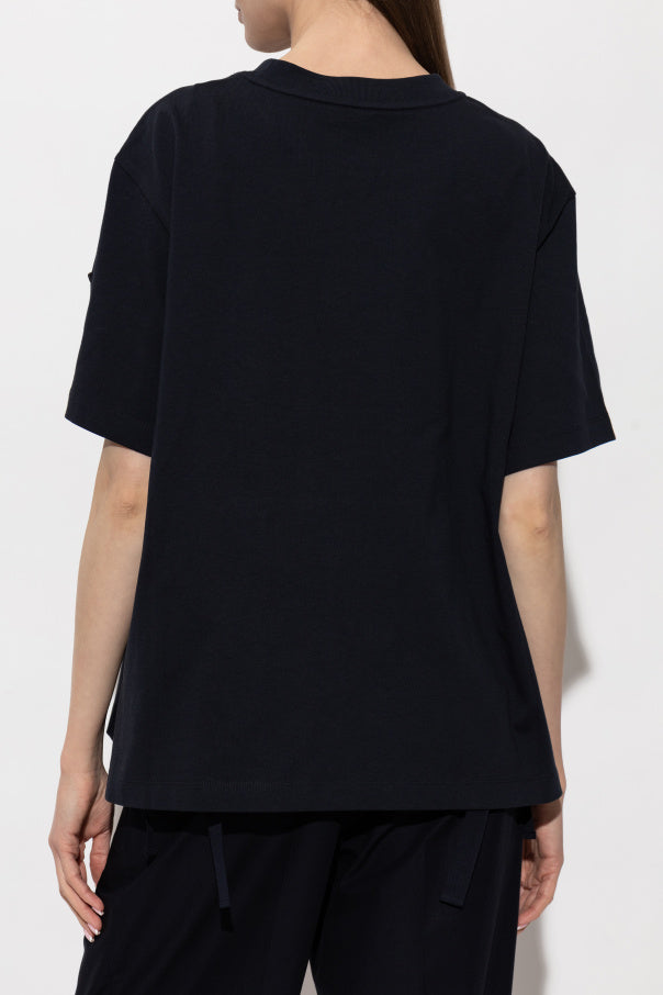Moncler NAVY BLUE T-shirt with logo patch 4