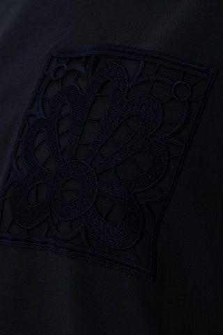 Moncler NAVY BLUE T-shirt with logo patch 5