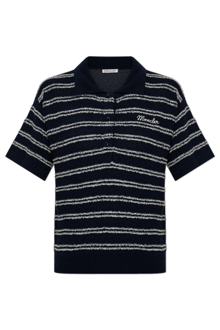 Moncler NAVY BLUE Polo shirt with embroidered logo 1
