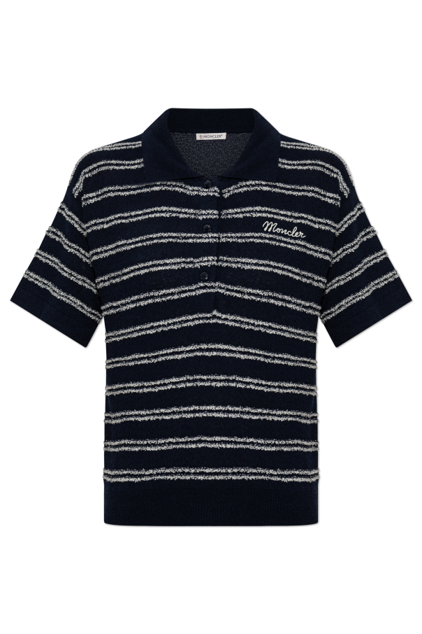 Moncler NAVY BLUE Polo shirt with embroidered logo 1