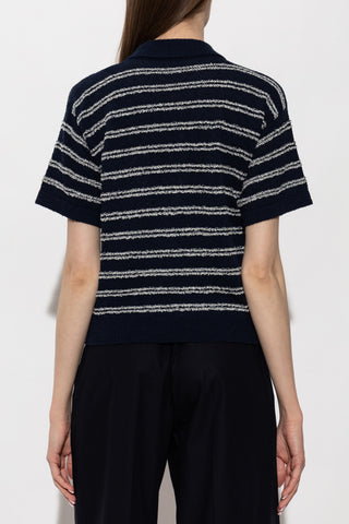 Moncler NAVY BLUE Polo shirt with embroidered logo 4