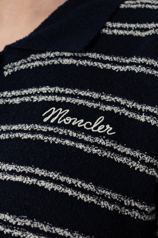 Moncler NAVY BLUE Polo shirt with embroidered logo 5