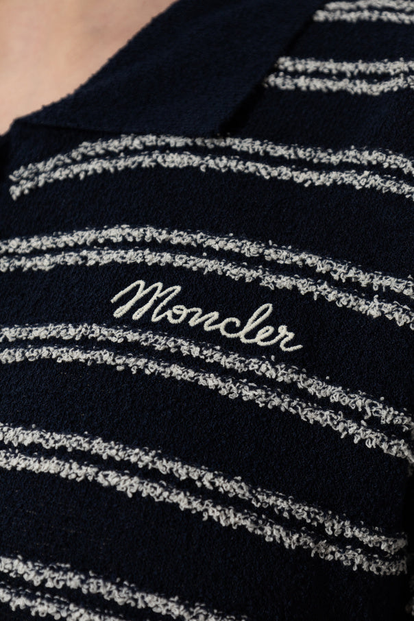 Moncler NAVY BLUE Polo shirt with embroidered logo 5