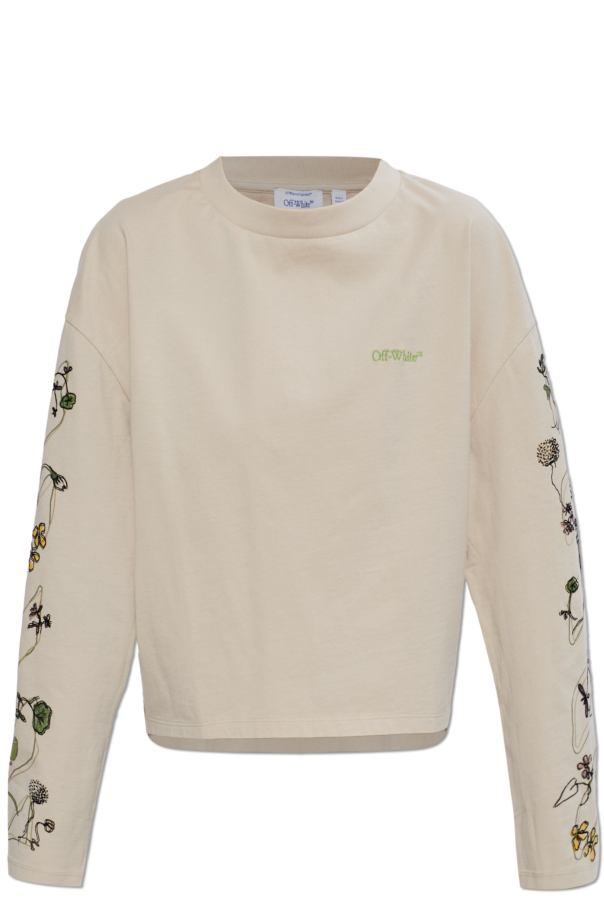 Off-White cream T-shirt with logo 1