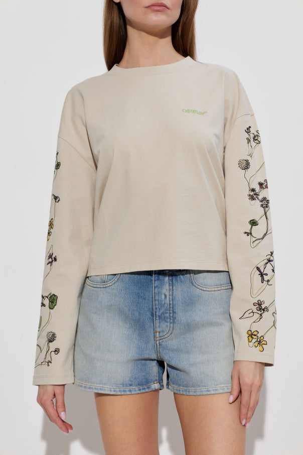 Off-White cream T-shirt with logo 3