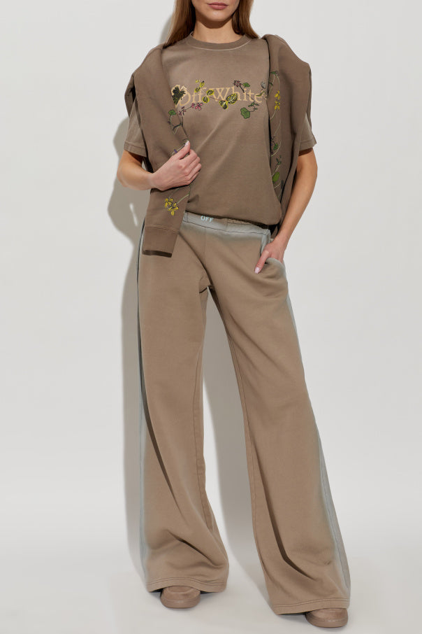 Off-White BROWN T-shirt with logo 2