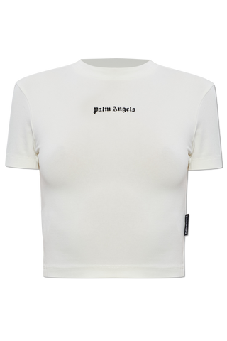 Palm Angels WHITE Short top with printed logo 1