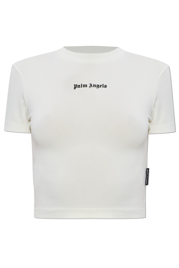 Palm Angels WHITE Short top with printed logo 1