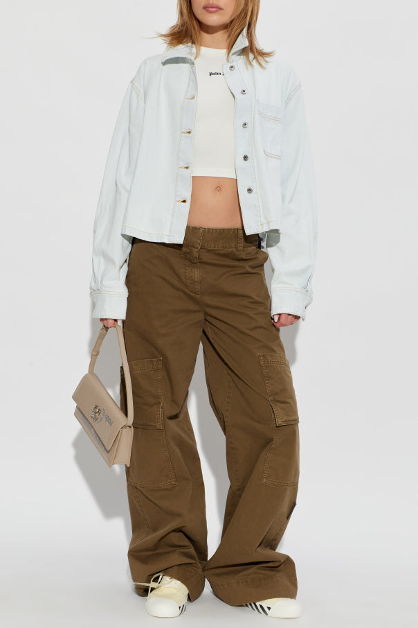 Palm Angels WHITE Short top with printed logo 2