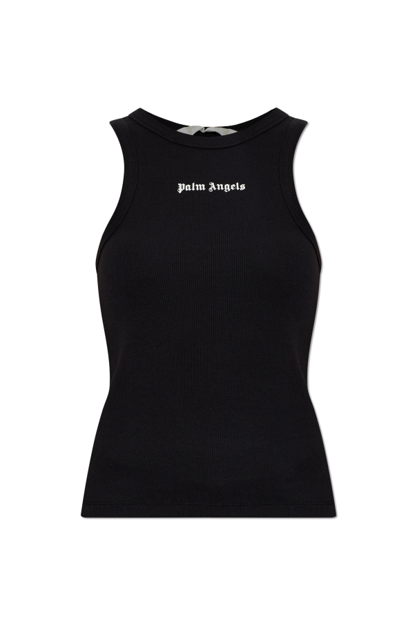 Palm Angels BLACK Ribbed fitted top 1