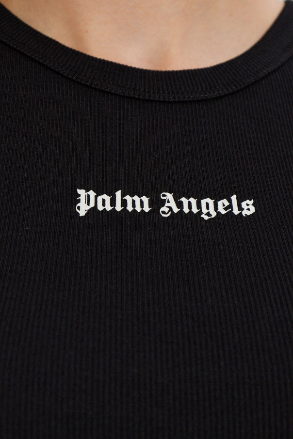 Palm Angels BLACK Ribbed fitted top 5