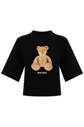 Palm Angels BLACK Cropped T-shirt with printed logo 1