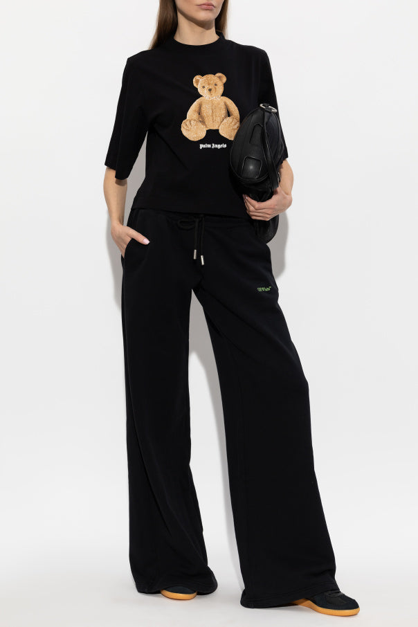 Palm Angels BLACK Cropped T-shirt with printed logo 2