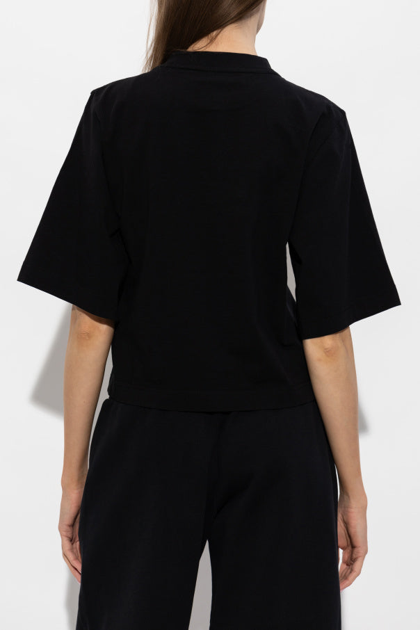 Palm Angels BLACK Cropped T-shirt with printed logo 4