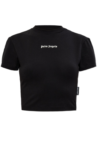 Palm Angels BLACK Short top with printed logo 1