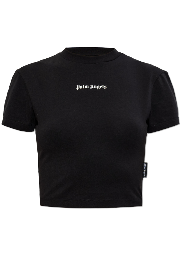 Palm Angels BLACK Short top with printed logo 1
